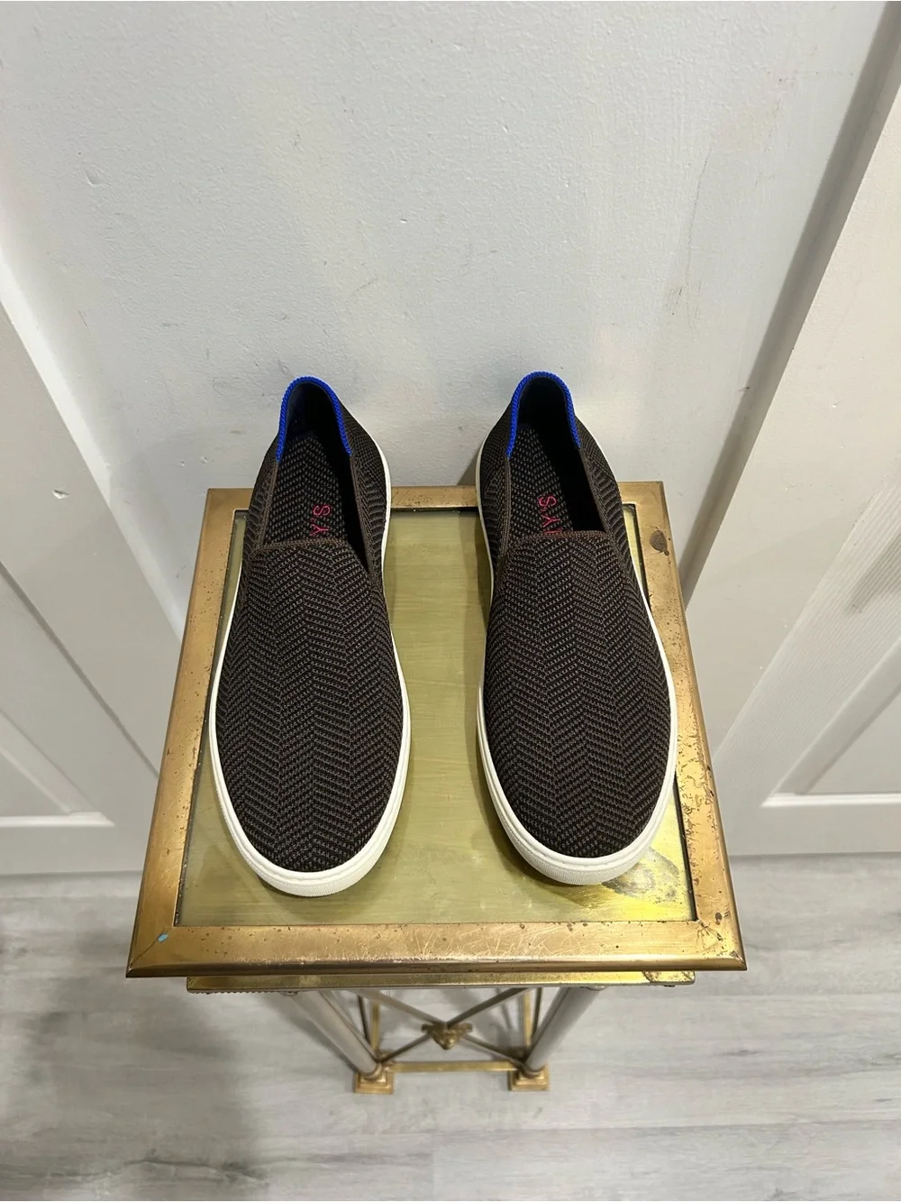 Rothy's The Original Slip On Sneaker in Dark Brown Herringbone